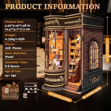 SUNNINO Book Nook Kit - DIY Miniature House Kit Bookshelf Decor 3D Wooden Dollhouses for Adults Teens LED Book Nook Kits for Adults Unique Gift for Family and Friends - Image 6