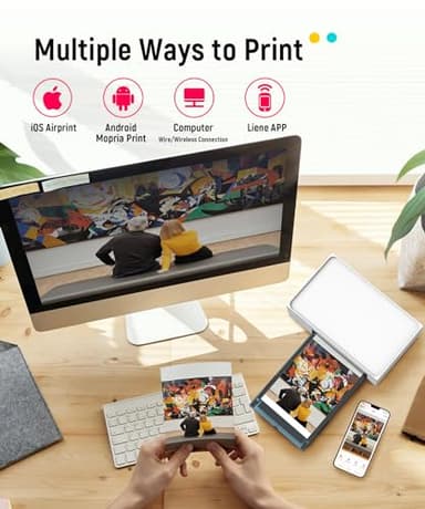 Liene White M200 4x6'' Photo Printer Battery Edition, Wireless Photo Printer for iPhone Android, Dye Sublimation Printing Full-Color Photo 20-Sheet, Portable Picture Printer Ideal for Travel Home Use - Image 5