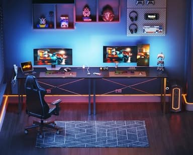 KKL Small Desk with Power Outlets and USB Port Computer Desk for Home Office Gaming Simple Modern Style Writing Desks with Storage Bag Headphone Hook, 48 inch, Black - Image 7