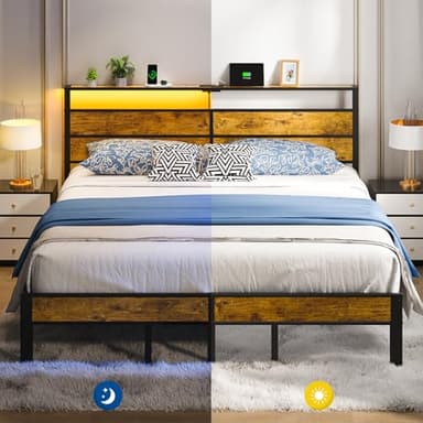 Liians King Size Bed Frame with USB Type C Charging Station Headboard, Smart LED Lights, Metal Platform Noise Free, No Box Spring Needed, Easy Assemably - Image 7