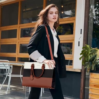 LOVEVOOK Laptop Tote Bag for Women, 15.6 Inch Work Bags, Waterproof Computer Bags with Clutch Purse, Large Capacity Messenger Bag for Teacher College Business Office - Image 2