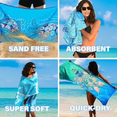 Microfiber Lightweight Beach Towel Sand Free Quick Dry Absorbent Thin Compact Towels for Swimming Pool Camping Beach Accessories Large Easy Pack Travel Things for Vacation Essentials Gift Adult - Image 8