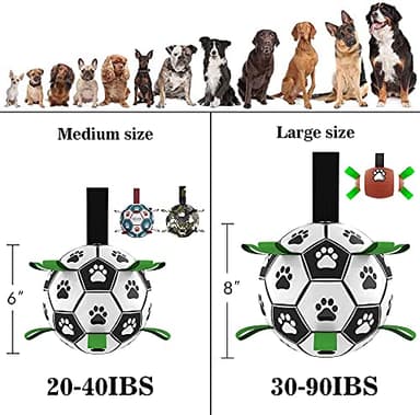 QDAN Dog Toys, Soccer Ball with Straps, World Cup Interactive Toys for Tug of War, Puppy Birthday Gifts, Water Toy, Durable Dog Balls for Medium Large (8 Inch) - Image 3