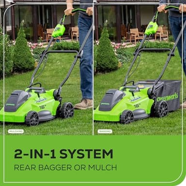 Greenworks 40V 16" Brushless Cordless (Push) Lawn Mower (75+ Compatible Tools), 4.0Ah Battery and Charger Included - Image 7
