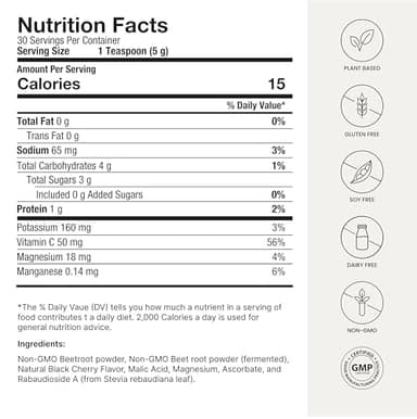 HumanN SuperBeets Beet Root Powder - Non-GMO Beetroot Superfood - Nitric Oxide Supplement for Heart Health, Circulation & Blood Pressure Support - Black Cherry, 30 Servings - Image 8