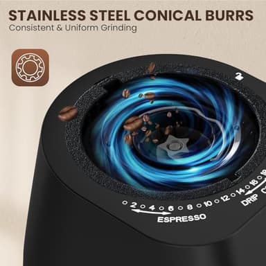 Conical Burr Coffee Grinder with Touch Panel, Adjustable Coffee Bean Grinder with 30 Grinding Settings,2-12 Cups for Espresso,French Press & Drip Coffee - Image 4