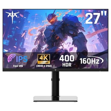 KTC 27 Inch 4K Gaming Monitor - UHD 160Hz Monitor with Fast IPS Panel, 1ms MPRT, 140%sRGB, HDR 400, Adaptive Sync, HDMI DisplayPort, Height Tilt Pivot Swivel Adjustable, Carbon Fiber Backcover, U27T6 - Image 1