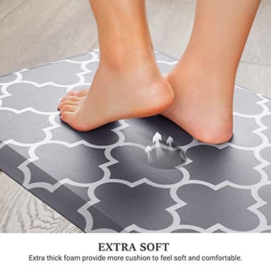 WISELIFE Kitchen Mat and Rugs Cushioned Anti-Fatigue,17.3"x 28",Non Slip Waterproof Ergonomic Comfort Mat for Kitchen, Floor Home, Office, Sink, Laundry, Grey - Image 3