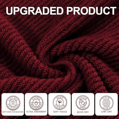 VOOVA & MOVAS Red Washcloths, 6PC 13"x13" - 100% Cotton | Quick Dry | Lightweight | Thick | Soft | Absorbent, Bath Hand Towels Set for Face & Body, Face Towels for Bathroom, Towel Gift Set, Burgundy - Image 2