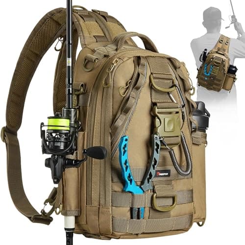 Piscifun Fishing Tackle Backpack with Rod & Gear Holder, Lightweight Outdoor Water-Resistant Fishing Shoulder Storage Bag - Image 1