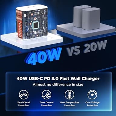 [6+10FT] iPhone 17 16 15 USB C Charger Fast Charging,40W Dual Port Fast Wall Charger Block with 6+10FT Long USB C Charging Cable Cord for iPhone 17/16/15 Pro Plus Pro Max, iPad Pro/Air, Samsung - Image 5