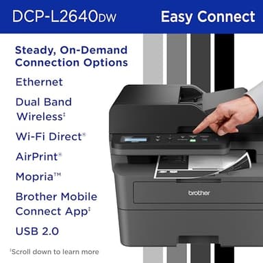 Brother DCP-L2640DW Wireless Compact Monochrome Multi-Function Laser Printer with Copy and Scan, Duplex, Black & White Output | Includes Refresh Subscription Trial(1), (Renewed Premium) - Image 5