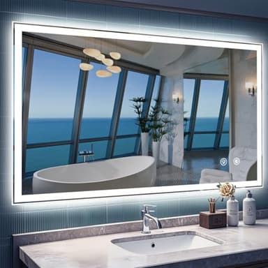 40 X24 LED Bathroom Mirror, Dual Backlit & Front Lit Anti-Fog, Dimmable, Dimmable led Mirror for Bathroom, Bathroom Mirror with Lights Wall-Mounted Vanity Mirror - Image 1