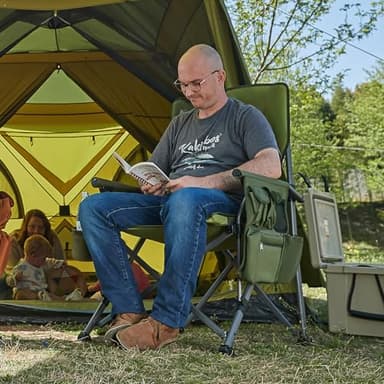 TIMBER RIDGE Oversized Folding Camping Chair High Back Heavy Duty for Adults Support up to 500lbs with Cup Holder, Side Pocket Cooler Bag 2 Pack - Image 2