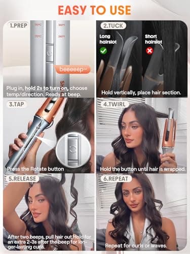 SHEGLAM Automatic Curling Iron 1 inch with 3 Temperatures Fast Heating, 2-Way Rotation, Automatic Shut-Off, Anti-Scald, Anti-Tangle Rotating for Hair Styling - Image 3