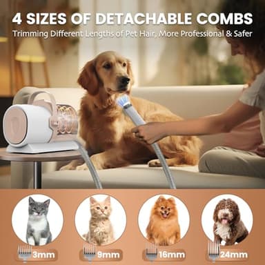 Dog Grooming Vacuum, Pet Grooming Kit with Dog Clippers, 2.5L Dust Cup 11000Pa Dogs Vacuum for Shedding Grooming, 5 Grooming Tools Home Cleaning in 1, Low Noise Pet Grooming Vacuum for Dogs, PG50 - Image 4