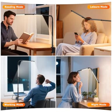 LED Desk Lamp for Home Office, Eye-Caring Desk Light with Adjustable Gooseneck, Dual Screen Computer Monitor Light with Stepless Dimming, Stepless Color Temp, Memory Function for Study, Workbench - Image 6