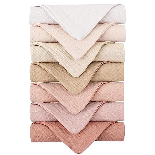 Konssy Baby Muslin Washcloths 7-Pack, 100% Cotton Baby Bath Washcloths, Soft & Absorbent Wash Cloths and Burp Cloths for Newborn Kids Girls & Boys, 11x11 inches - Image 1