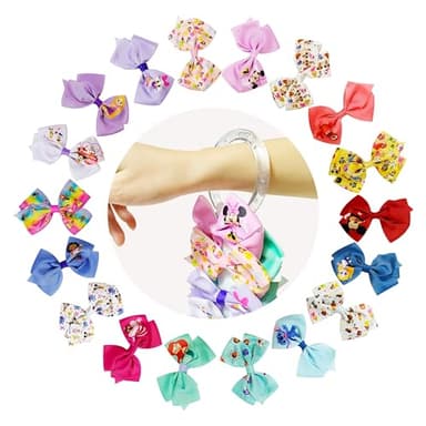 Disney 100th Anniversary Special Hair Accessory for Girls|18pc Disney Hair Bow Clips Featuring Favorite Characters with a String Bag Bow Holder with hanger. For all occasions & ages 3+ - Image 4