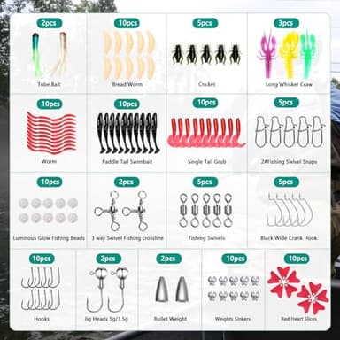 FONMANG 126Pcs Fishing Lures - 2025 New Tackle Box with Tackle Included, Fishing Kit with VIBs, Frogs, Minnows, Soft Baits, Hooks & Weights Accessories, Freshwater Lure Kit for Bass Walleye Trout - Image 3