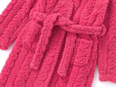 Topgal Lovely Ruby Red Hooded BathRobe for Girls Warm Fuzzy Flannel Heart Jacquard Pajamas Fleece Soft Robe Size 4T - Image 4