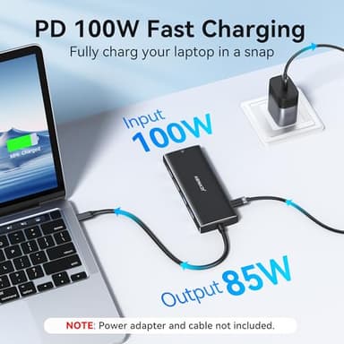 ABIWAZY USB C Hub Multiport Adapter, 10 in 1 USBC to Ethernet Adapter with 4K HDMI, Ethernet Gigabit, 100W PD, USB-C Data Port and SD/TF Slot for MacBook Pro/Air, Dell XPS, iPad Pro, Galaxy (Black) - Image 6