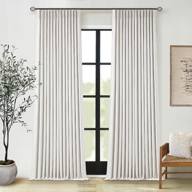 TWODRAPES 90 Inch Linen Blackout Curtains Pinch Pleated for Living Room Thermal Noise Reduction Two Layer 100% Black Out Curtains with Liner Back Tab Pinch Pleat Rings Hooks Window Drapes Track Ivory - Image 7