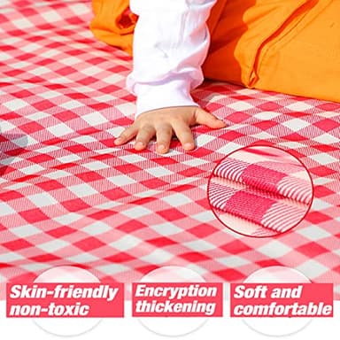 Large Beach Blanket Outdoor Picnic Blankets, Foldable Waterproof Sand Free beach Mat for Festival BBQ Park Grass Lawn Camping Hiking Travel Concerts,Suitable for 2-4 people (Classic Red Check,80x60in) - Image 5
