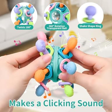 Baby Montessori Teething Toys for 0-6 6-12 Months BPA Free Sensory Toys for Babies 0 3 6 9 12 18 Months Newborn Infant Learning Developmental Chew Rattle Toys Shower Gifts for 1 2 Year Old Girls Boys - Image 4