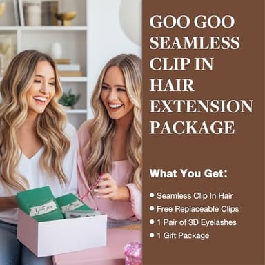 GOO GOO Clip in Hair Extensions Real Human Hair, Remy Human Hair Extensions Clip ins for Women, Natural Human Hair, 22inch 150g 7Pcs, 5A/90/16F Bahamian Balayage - Image 9