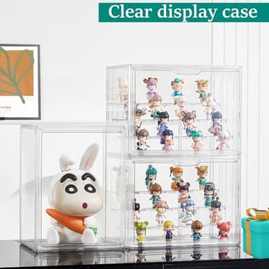 Attelite Acrylic Display Case,Upgrade 4 Tiers Clear Display Case with 3 Adjustable Divider, 2 Pack Stackable Large Storage Box with Magnetic Door for Collectibles Action Figures - Image 6