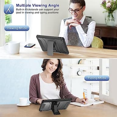 Soke Case for iPad 9th/8th/7th Generation 10.2-Inch (2021/2020/2019 Release), with Built-in Screen Protector and Kickstand, Rugged Full Body Protective Cover for Apple iPad 10.2 Inch - Black - Image 6