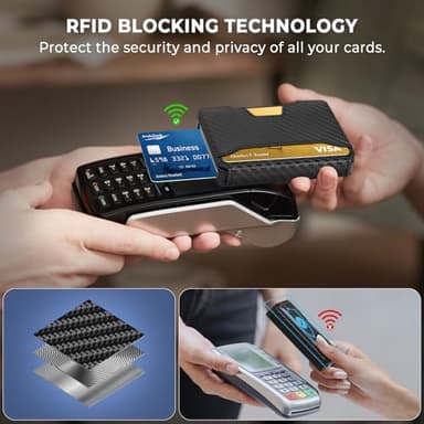 BESSIO Slim Wallet for Men - Minimalist Mens Wallet with Money Clip, Aluminum Pop Up Card Case and Leather Slots Credit Card Holder RFID Blocking Wallet for Men with Gift Box - Image 4