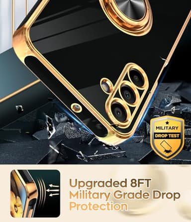 LeYi for Samsung A15-5G Case: with [2 Pack] Tempered Glass Screen Protector 360° Rotatable Ring Holder Magnetic Kickstand, Plating Rose Gold Edge for Galaxy A 15 5G Case, Black - Image 7