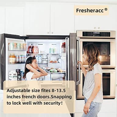 Fresheracc Fridge Freezer Refrigerator Cabinet Lock Latch, (2 Packs) Adjustable French Door Guard for Toddlers Children Kids Special Needs, No Drill No Screw No Adhesive (2 Packs Black) - Image 5