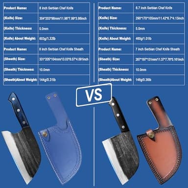 XYJ Authentic Since 1986,Ancient Forged Butcher Knives,Serbian Chef Knife With Sheath,Tiny Knife,Chinese Vegetable Meat Cleaver For Kitchen Camping Outdoor,Full Tang,High Carbon Steel (8 inch) - Image 7