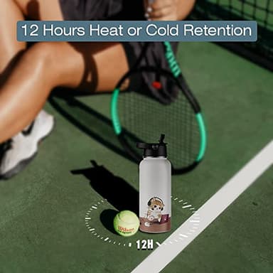 Funkrin Insulated Water Bottle with Straw Lid & Spout Lid, 32oz Personalized Vacuum Stainless Steel Travel Mug, Leak Proof Double Wall Bottle for Hot & Cold Beverages - Image 6