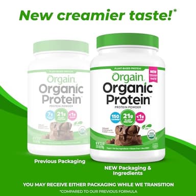 Orgain Organic Vegan Protein Powder, Creamy Chocolate Fudge - 21g Plant Protein, 6g Prebiotic Fiber, Low Net Carb, No Lactose Ingredients, No Added Sugar, Non-GMO, For Shakes & Smoothies, 2.03 lb - Image 3