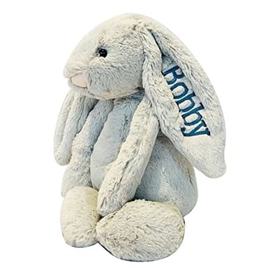 Embroidered Plush Bunny With Child'S Name HandMade Custom Plush Toy Child'S First Easter Gift - Image 1