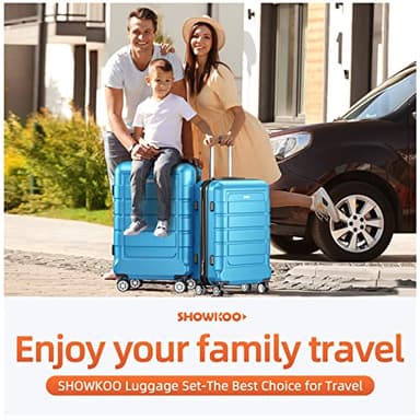 SHOWKOO Luggage Sets Expandable PC+ABS Durable Suitcase Sets Double Wheels TSA Lock 4 Piece Luggage Set Sky Blue - Image 2