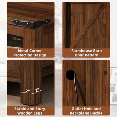 Joaxswe Nightstands Set of 2 with Charging Station, Farmhouse Side End Table with 2 Drawers and Open Shelf, Wood Rustic Sofa Table, Bedside Cabinet for Bedroom, Living Room, Closet, Office(Brown) - Image 9