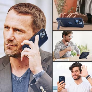 KSELF Leather Case for iPhone 14 Plus Case, Protective Slim with Kickstand Shockproof Phone Cases, Built-in Invisible Stand Compatible with iPhone 14 Plus 6.7'' (Blue, for iPhone 14 Plus) - Image 6