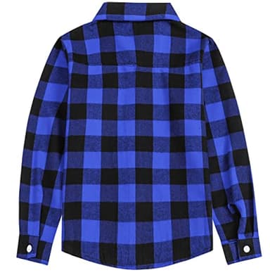 SANGTREE Girls Plaid Shirts Long Sleeve Button Down Flannel Shirts Buffalo Blue, 8-9 Years = Tag 150 - Image 7