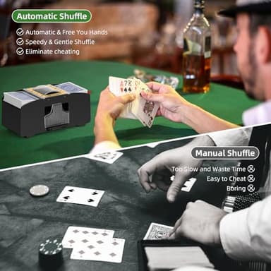 YUCEEN Automatic Card Shuffler 1/2 Decks,Battery Operated Electric Playing Card Shuffler for UNO,Casino Card Game,Poker,Phase 10,Blackjack,Texas Hold'em,Home Card Games - Image 2