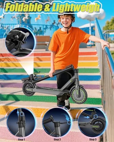 MAXSHOT Electric Scooter Adults & Big Kids, 350W Powerful Motor, Top Speed 16/19MPH, 12/16/19/21Miles Range, 8.5" Solid Tires Folding Commuter Escooter with Dual Suspension for Commuting, APP Control - Image 7