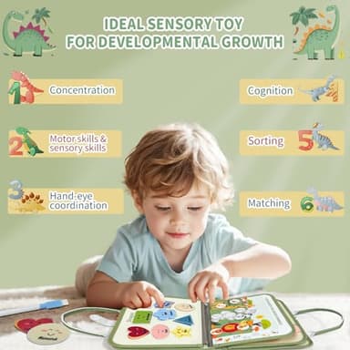 Aurasys Toddler Busy Board - Montessori Busy Book Travel Toys Sensory Board Educational Activity Book for Learning Fine Motor Skills, Gifts for Girls Boys Toddler - Image 3