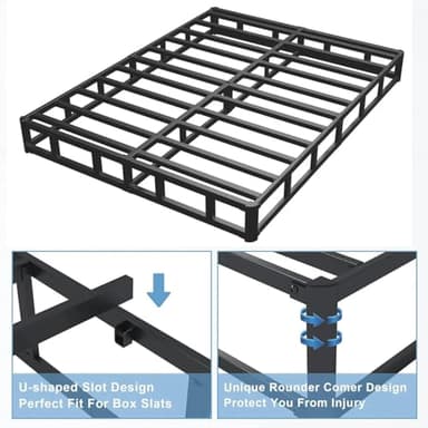 HOBINCHE Queen Box Spring - 7 Inch High Profile Box Spring for Queen Bed, Sturdy Metal Frame Mattress Foundation, Easy Assembly, Quiet & Noise-Free - Image 4