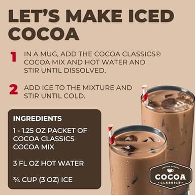 Cocoa Classics Hazelnut Cocoa Mix, Hot Chocolate, Made with Nonfat Milk, Just Add Hot Water, Make Hot or Iced Cocoa, Gluten Free & Kosher Dairy Friendly, 1.25oz Packets (Pack of 36) - Image 3