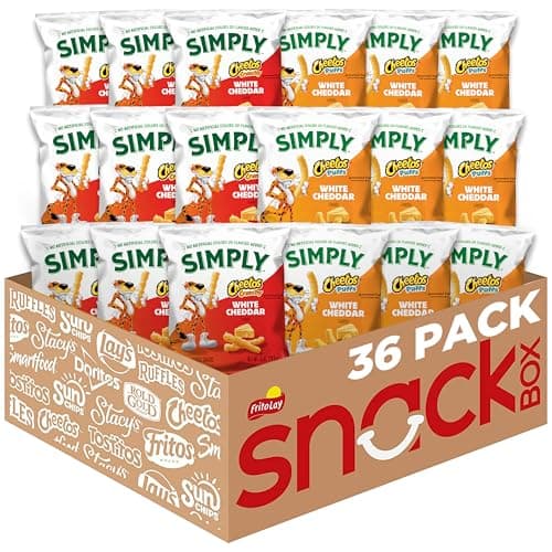 Simply, Cheetos White Cheddar Puffs & Crunchy Variety Pack, 0.875 Ounce (Pack of 36) - Image 1