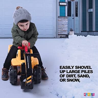 Play22 Toy Tractors for Kids Ride On Excavator - Music Sounds Digger Scooter Bulldozer Includes Helmet with Rocks - Pretend Play - Toddler Construction Truck - Image 4